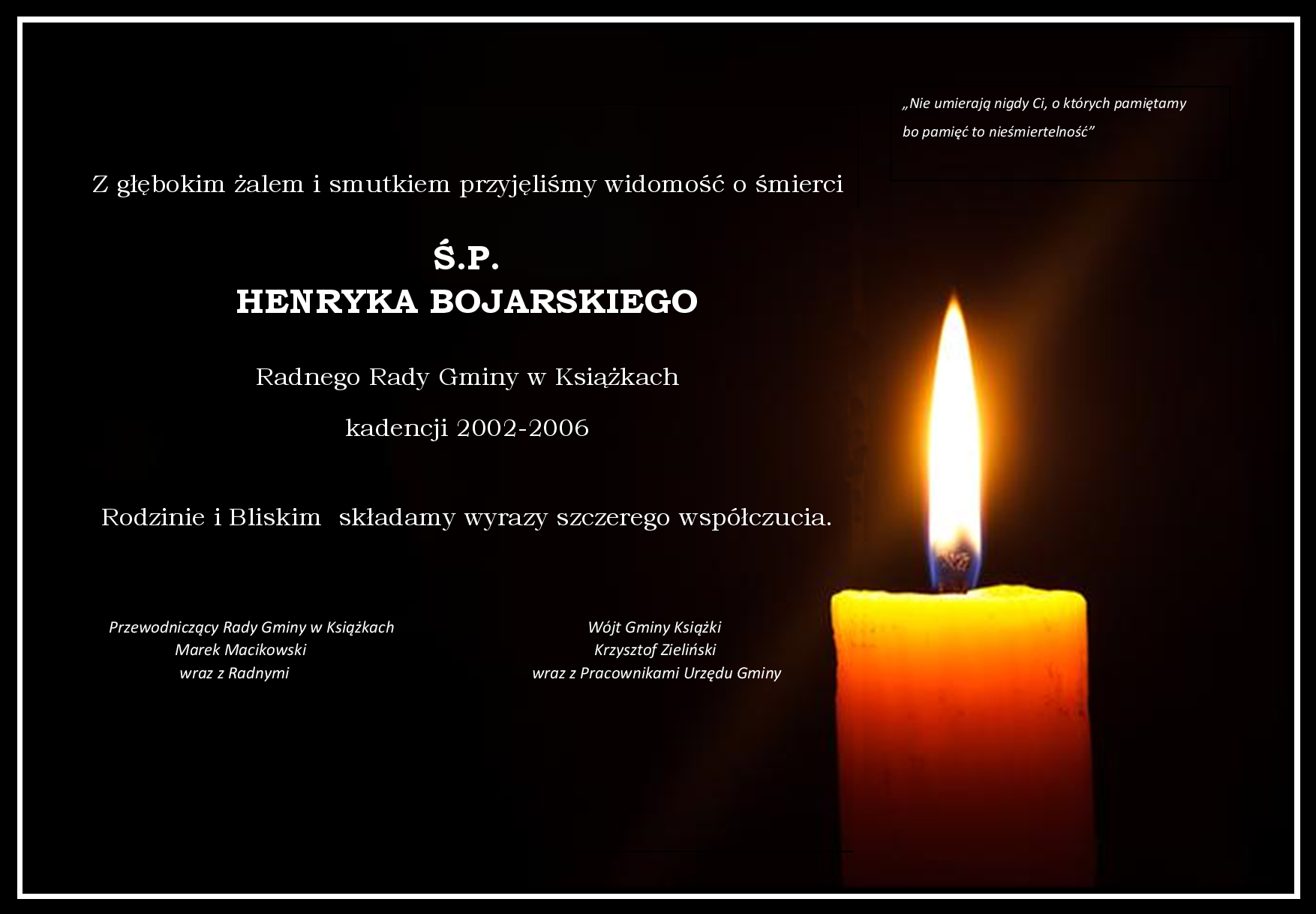 kondolencje Bojarski